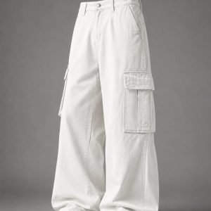 Men's White Authentic Straight Fit Cargo Trousers